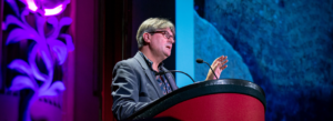 Image of Simon Armitage speaking at Ilkley Lit Fest 2019